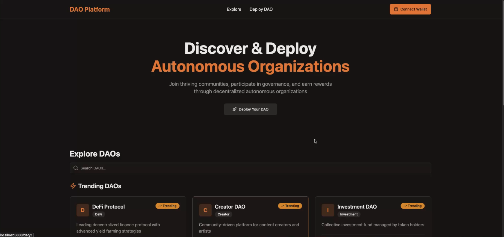 DAElect governance dashboard